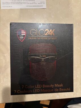 NIB GLO24K 7-Color LED Beauty Mask Light Therapy Facial Device